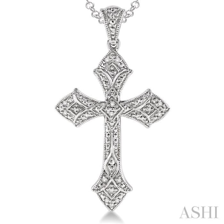 1/20 Ctw Single Cut Diamond Cross Pendant in Sterling Silver with Chain 1/20 Ctw Single Cut Diamond Cross Pendant in Sterling Silver with Chain