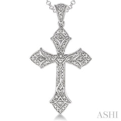 1/20 Ctw Single Cut Diamond Cross Pendant in Sterling Silver with Chain 1/20 Ctw Single Cut Diamond Cross Pendant in Sterling Silver with Chain
