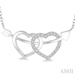 1/20 Ctw Round Cut Diamond Twin Heart Pendant in Sterling Silver with Chain 1/20 Ctw Round Cut Diamond Twin Heart Pendant in Sterling Silver with Chain
