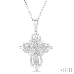 1/20 Ctw Round Cut Diamond Cross Pendant in Sterling Silver with Chain 1/20 Ctw Round Cut Diamond Cross Pendant in Sterling Silver with Chain