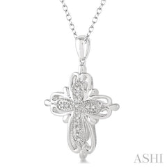1/20 Ctw Round Cut Diamond Cross Pendant in Sterling Silver with Chain 1/20 Ctw Round Cut Diamond Cross Pendant in Sterling Silver with Chain