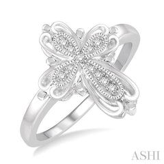 1/20 ctw Round Cut Diamond Cross Ring in Sterling Silver 1/20 ctw Round Cut Diamond Cross Ring in Sterling Silver