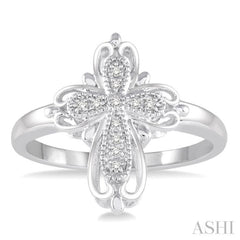1/20 ctw Round Cut Diamond Cross Ring in Sterling Silver 1/20 ctw Round Cut Diamond Cross Ring in Sterling Silver