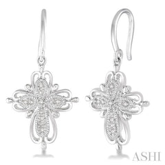 1/20 ctw Round Cut Diamond Cross Earrings in Sterling Silver 1/20 ctw Round Cut Diamond Cross Earrings in Sterling Silver