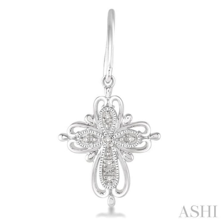 1/20 ctw Round Cut Diamond Cross Earrings in Sterling Silver 1/20 ctw Round Cut Diamond Cross Earrings in Sterling Silver