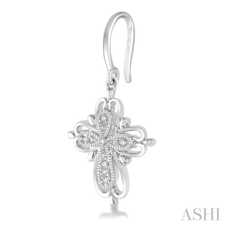 1/20 ctw Round Cut Diamond Cross Earrings in Sterling Silver 1/20 ctw Round Cut Diamond Cross Earrings in Sterling Silver