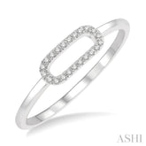 1/20 Ctw Paperclip Link Round Cut Diamond Fashion Ring in 10K White Gold