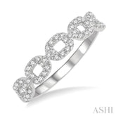 1/4 Ctw Box Chain Link Round Cut Diamond Ladies Band in 14K White Gold