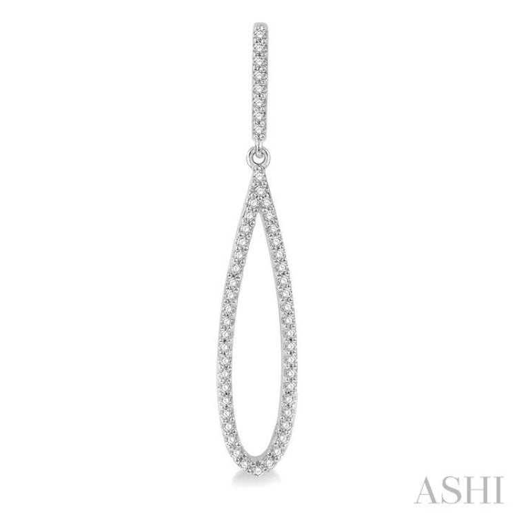 1/3 Ctw Open Pear Shape Round Cut Diamond Long Earring in 14K White Gold 1/3 Ctw Open Pear Shape Round Cut Diamond Long Earring in 14K White Gold