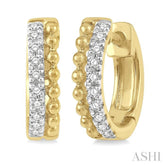 1/10 Ctw Circular Bead & Round Cut Diamond Huggie Petite Earrings in 10K Yellow Gold