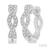 1/6 Ctw Entwined Round Cut Diamond Huggie Petite Earrings in 10K White Gold