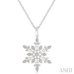 1/20 Ctw Snowflake Lattice Round Cut Diamond Pendant With Chain in Sterling Silver 1/20 Ctw Snowflake Lattice Round Cut Diamond Pendant With Chain in Sterling Silver