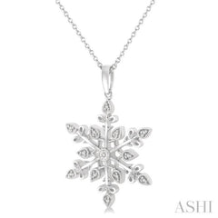 1/20 Ctw Snowflake Lattice Round Cut Diamond Pendant With Chain in Sterling Silver 1/20 Ctw Snowflake Lattice Round Cut Diamond Pendant With Chain in Sterling Silver