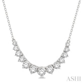 1 Ctw Graduated Round Cut Diamond Smile Necklace in 14K White Gold