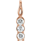 14K White 9/10 CTW Natural Diamond Three-Stone Pendant