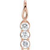 14K Rose 9/10 CTW Natural Diamond Three-Stone Pendant
