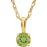14K Yellow 3 mm Imitation Peridot Youth Solitaire 14" Necklace