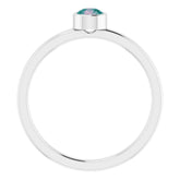 Rhodium-Plated Sterling Silver 4 mm Imitation Alexandrite Ring