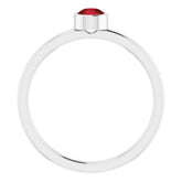 Rhodium-Plated Sterling Silver 4 mm Imitation Garnet Ring