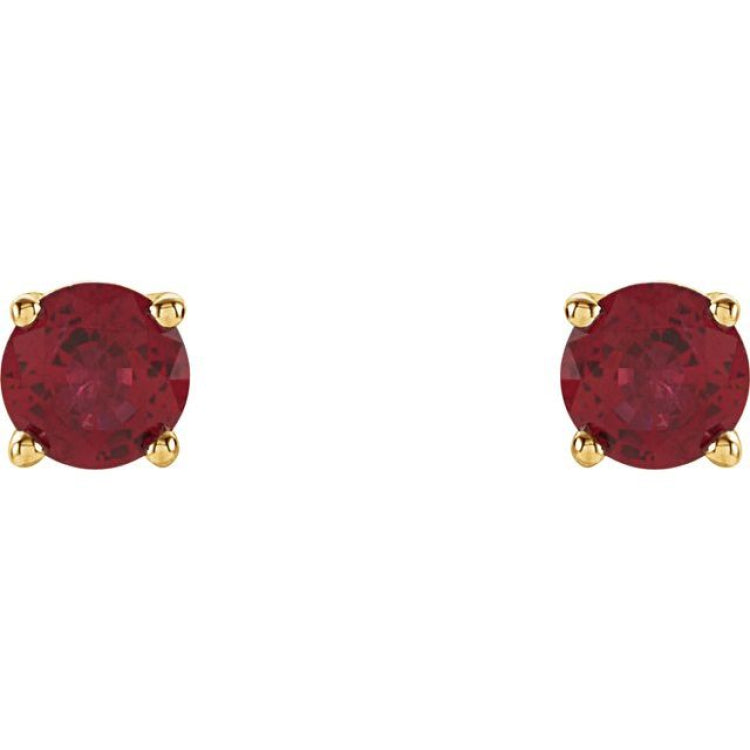 14K Yellow 4 mm Lab-Grown Ruby Stud Earrings 14K Yellow 4 mm Lab-Grown Ruby Stud Earrings