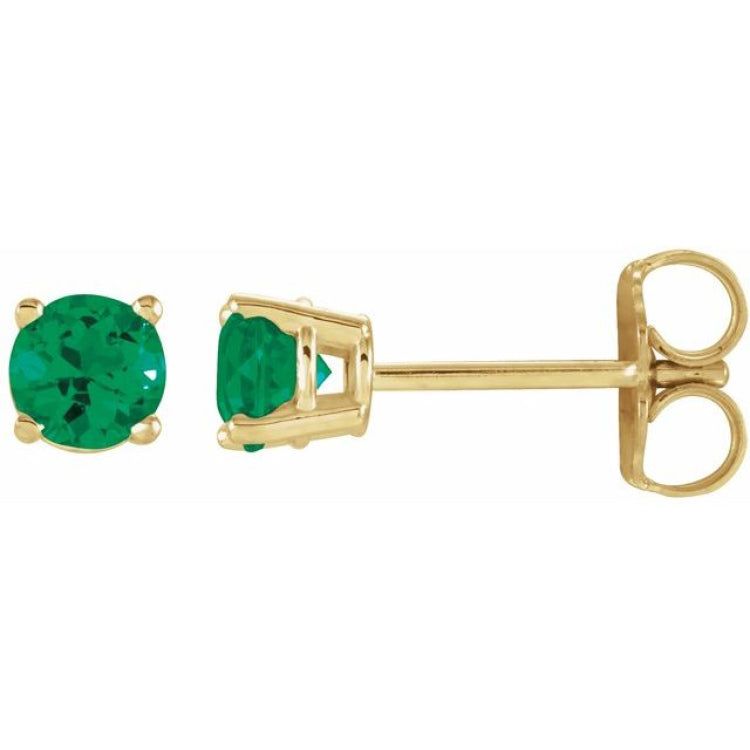 14K Yellow 4 mm Lab-Grown Emerald Earrings 14K Yellow 4 mm Lab-Grown Emerald Earrings
