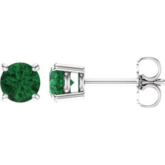 14K White 5 mm Lab-Grown Emerald Earrings 14K White 5 mm Lab-Grown Emerald Earrings