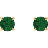 14K Yellow 5 mm Lab-Grown Emerald Earrings