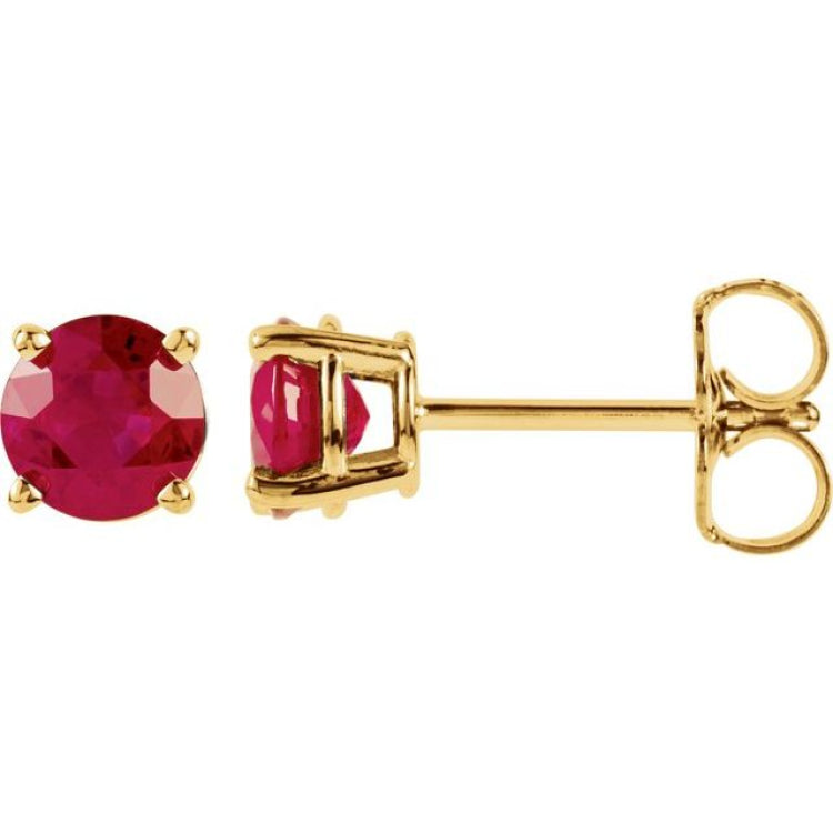 14K Yellow 5 mm Lab-Grown Ruby Earrings 14K Yellow 5 mm Lab-Grown Ruby Earrings