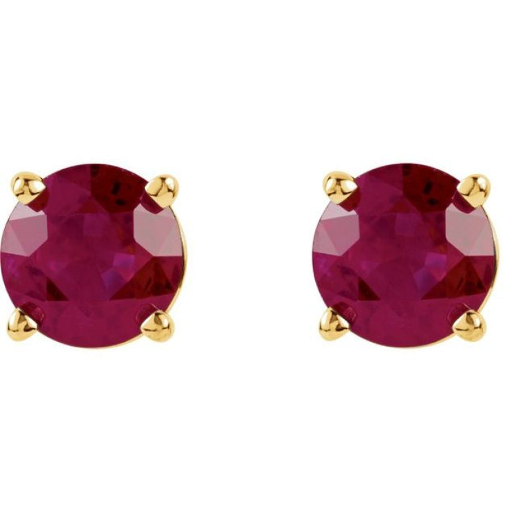 14K Yellow 5 mm Lab-Grown Ruby Earrings 14K Yellow 5 mm Lab-Grown Ruby Earrings