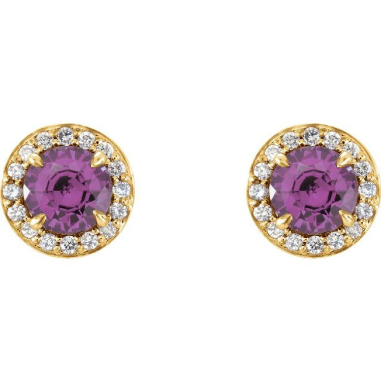 14K Yellow 5 mm Natural Amethyst & 1/8 CTW Natural Diamond Earrings 14K Yellow 5 mm Natural Amethyst & 1/8 CTW Natural Diamond Earrings