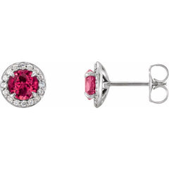 14K White 5 mm Lab-Grown Ruby & 1/8 CTW Natural Diamond Earrings 14K White 5 mm Lab-Grown Ruby & 1/8 CTW Natural Diamond Earrings