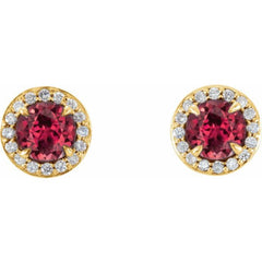 14K Yellow 5 mm Lab-Grown Ruby & 1/8 CTW Natural Diamond Earrings 14K Yellow 5 mm Lab-Grown Ruby & 1/8 CTW Natural Diamond Earrings