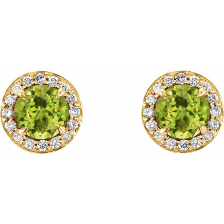 14K Yellow 5 mm Natural Peridot & 1/8 CTW Natural Diamond Earrings 14K Yellow 5 mm Natural Peridot & 1/8 CTW Natural Diamond Earrings