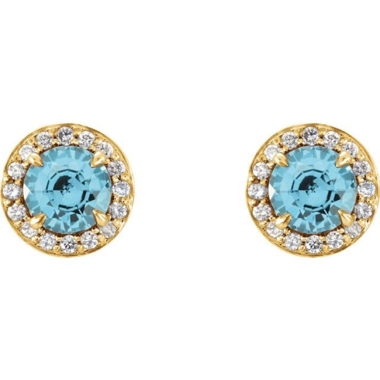 14K Yellow 5 mm Natural Blue Zircon & 1/8 CTW Natural Diamond Earrings 14K Yellow 5 mm Natural Blue Zircon & 1/8 CTW Natural Diamond Earrings