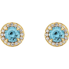 14K Yellow 5 mm Natural Blue Zircon & 1/8 CTW Natural Diamond Earrings 14K Yellow 5 mm Natural Blue Zircon & 1/8 CTW Natural Diamond Earrings