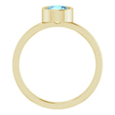 14K Yellow 6 mm Natural Aquamarine Ring
