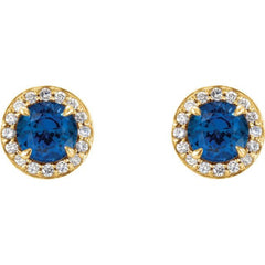 14K Yellow 3.5 mm Natural Blue Sapphire & 1/8 CTW Natural Diamond Earrings 14K Yellow 3.5 mm Natural Blue Sapphire & 1/8 CTW Natural Diamond Earrings