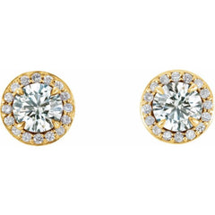 14K Yellow 3.5 mm Natural White Sapphire & 1/8 CTW Natural Diamond Earrings 14K Yellow 3.5 mm Natural White Sapphire & 1/8 CTW Natural Diamond Earrings