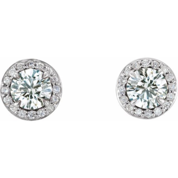 14K White 5/8 CTW Natural Diamond Halo-Style Earrings 14K White 5/8 CTW Natural Diamond Halo-Style Earrings