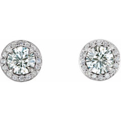14K White 5/8 CTW Natural Diamond Halo-Style Earrings 14K White 5/8 CTW Natural Diamond Halo-Style Earrings
