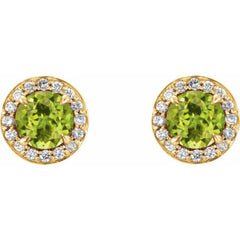 14K Yellow 4 mm Natural Peridot & 1/10 CTW Natural Diamond Earrings 14K Yellow 4 mm Natural Peridot & 1/10 CTW Natural Diamond Earrings