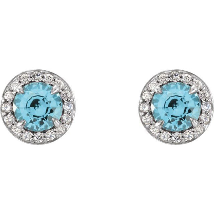 14K White 4.5 mm Natural Blue Zircon & 1/6 CTW Natural Diamond Earrings 14K White 4.5 mm Natural Blue Zircon & 1/6 CTW Natural Diamond Earrings