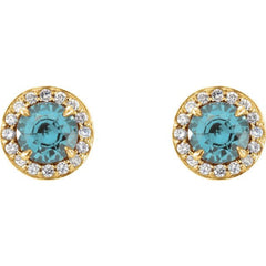 14K Yellow 4.5 mm Natural Aquamarine & 1/6 CTW Natural Diamond Earrings 14K Yellow 4.5 mm Natural Aquamarine & 1/6 CTW Natural Diamond Earrings