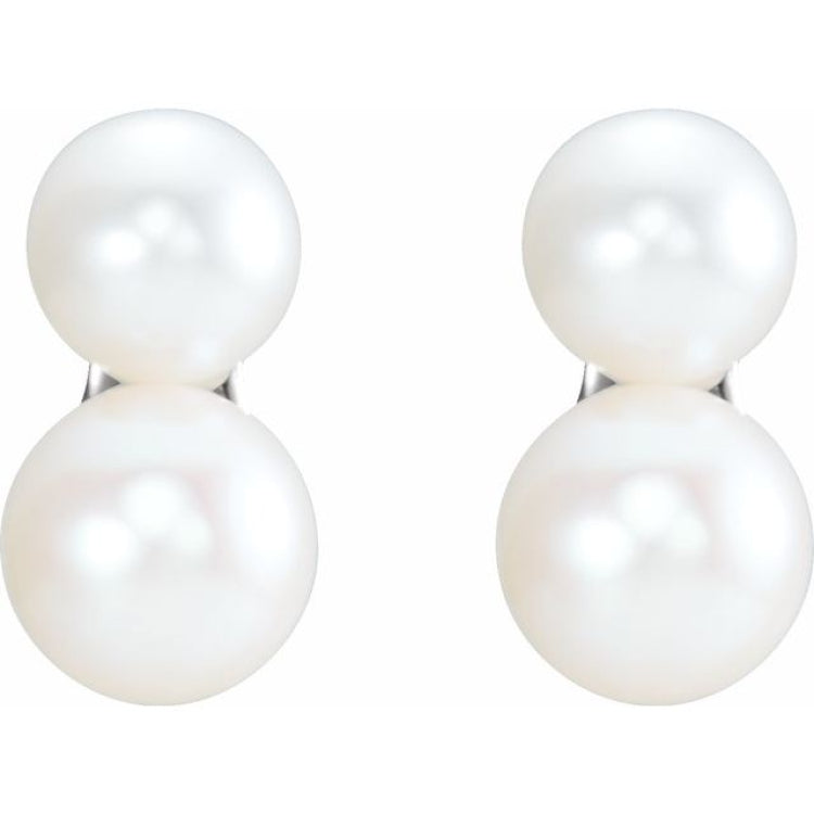 14K White Cultured White Freshwater Pearl Ear Climbers 14K White Cultured White Freshwater Pearl Ear Climbers