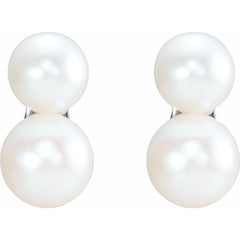 14K White Cultured White Freshwater Pearl Ear Climbers 14K White Cultured White Freshwater Pearl Ear Climbers