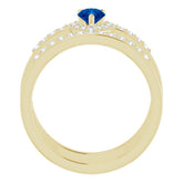 14K Yellow Natural Blue Sapphire & 1/3 CTW Natural Diamond Ring