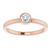 14K Rose 4 mm Natural White Sapphire Ring