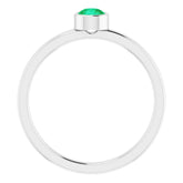 Platinum 4 mm Natural Emerald Ring