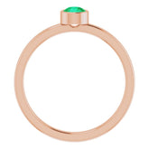 14K Rose 4 mm Lab-Grown Emerald Ring