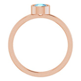14K Rose 5 mm Natural Aquamarine Ring